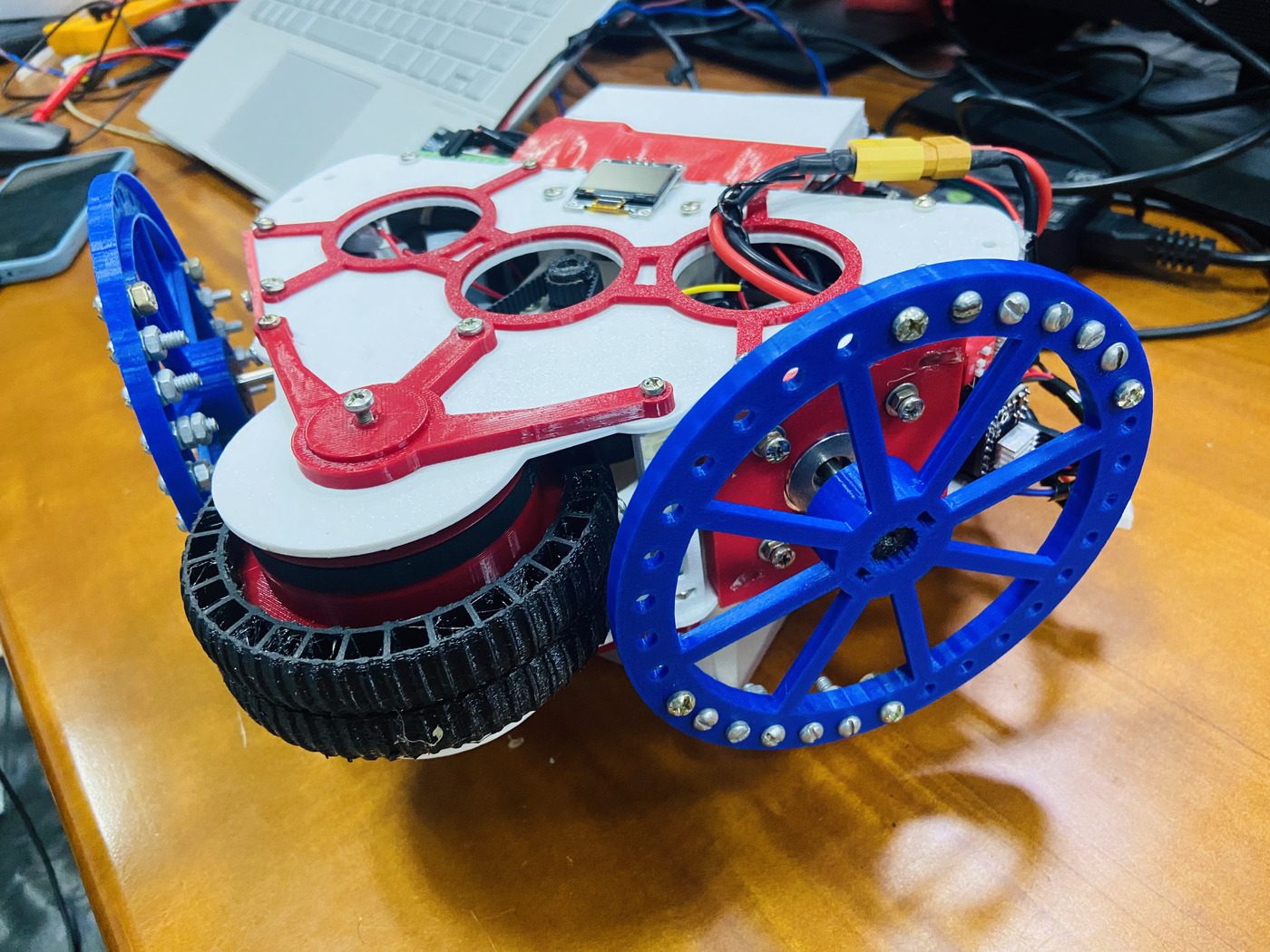 Angled view of the robot on a desk